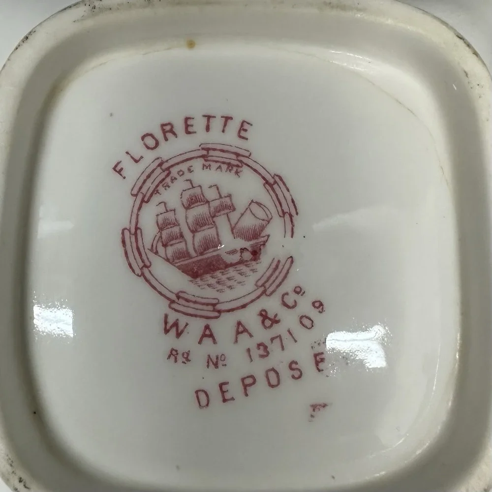 WM Adderley WAA & Co Porcelain Florette‎ Depose Victorian Antique Red White Dish